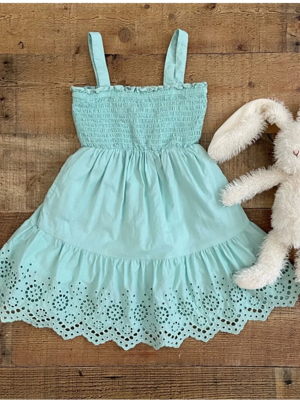 DRESSES (2) Pink Rainbow Daisy Summer Dress NWT + Mint Green Eyelet Dress